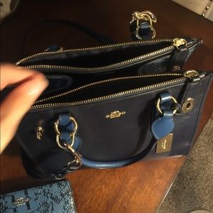 dark blue coach purse